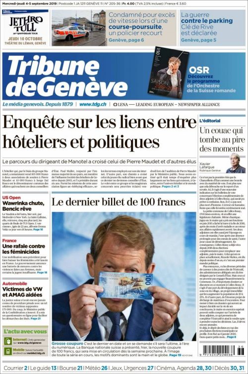 La Tribune de Genève (5 Août 2019)